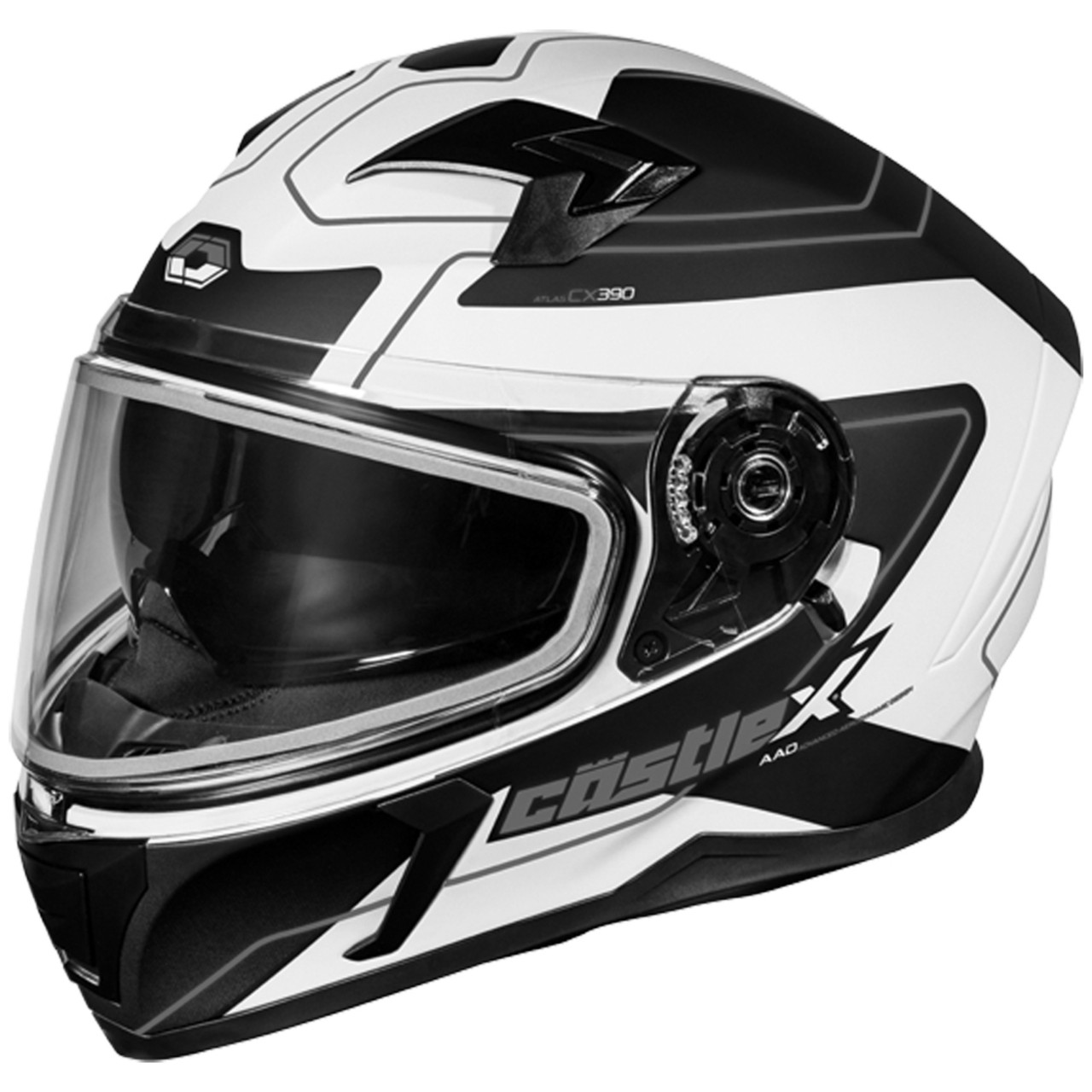 Castle X New 2X-Large Matte White/Black CX390 Atlas Snowmobile Helmet, 36-14109