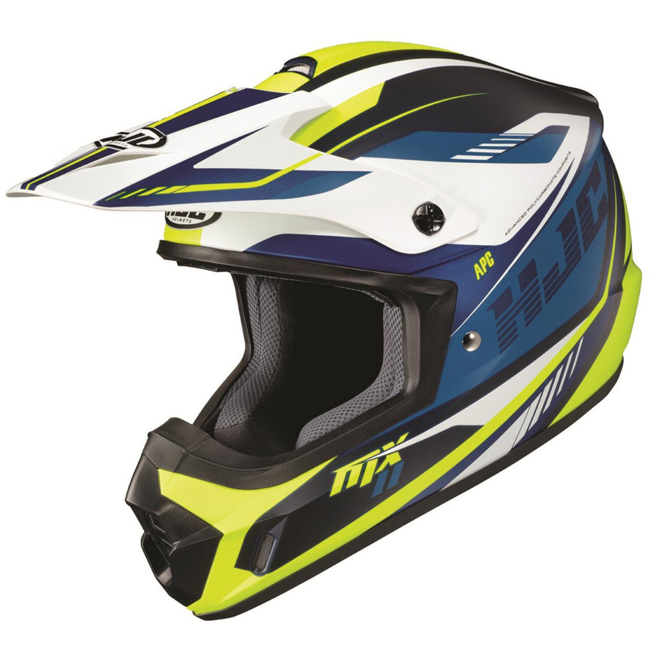 HJC New Large CS-MXII Drift MC3HSF Helmet Blue/Hi-Vi's, 348-734