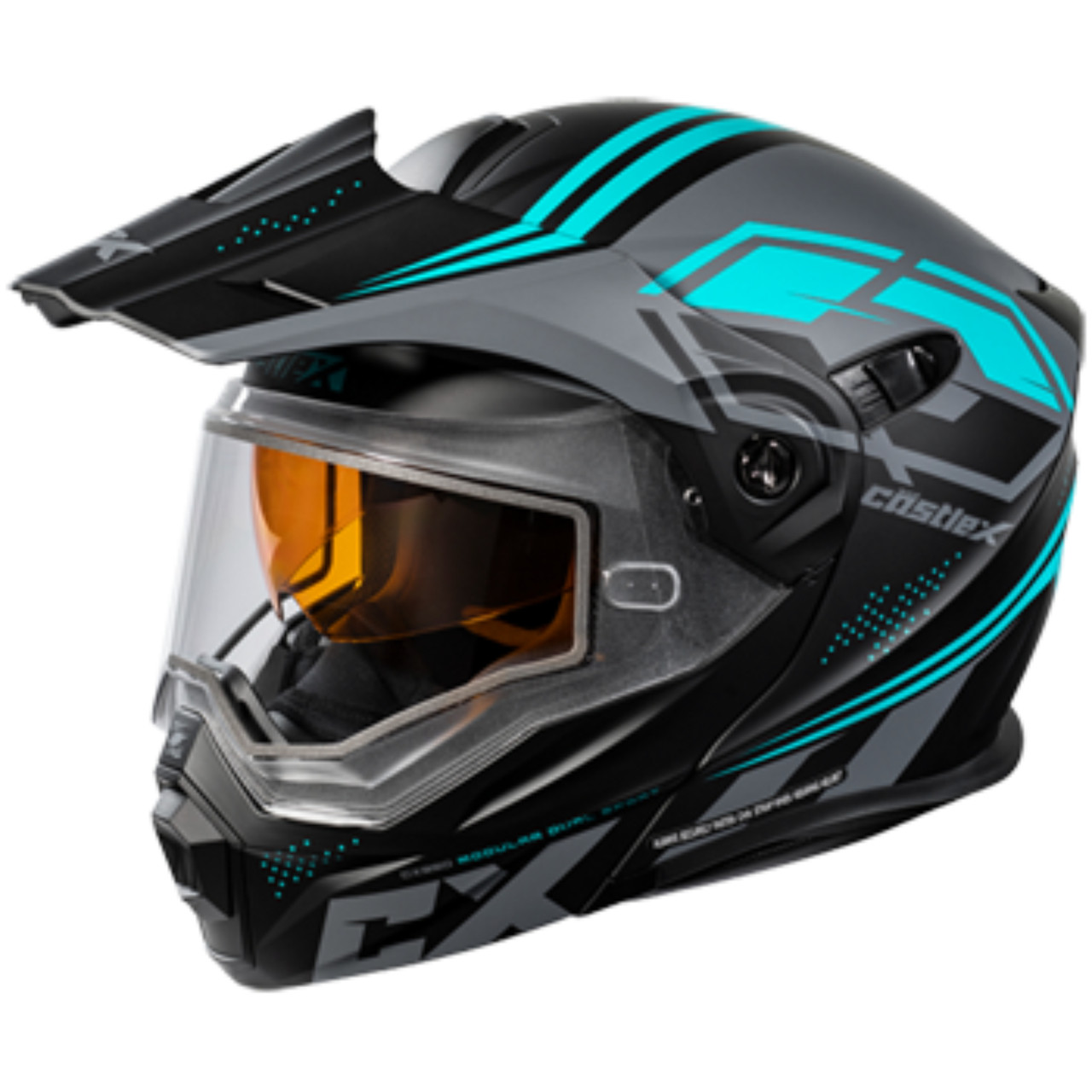 Castle X New Large Matte Black/Turquoise CX950 Siege Snowmobile Helmet, 45-19726