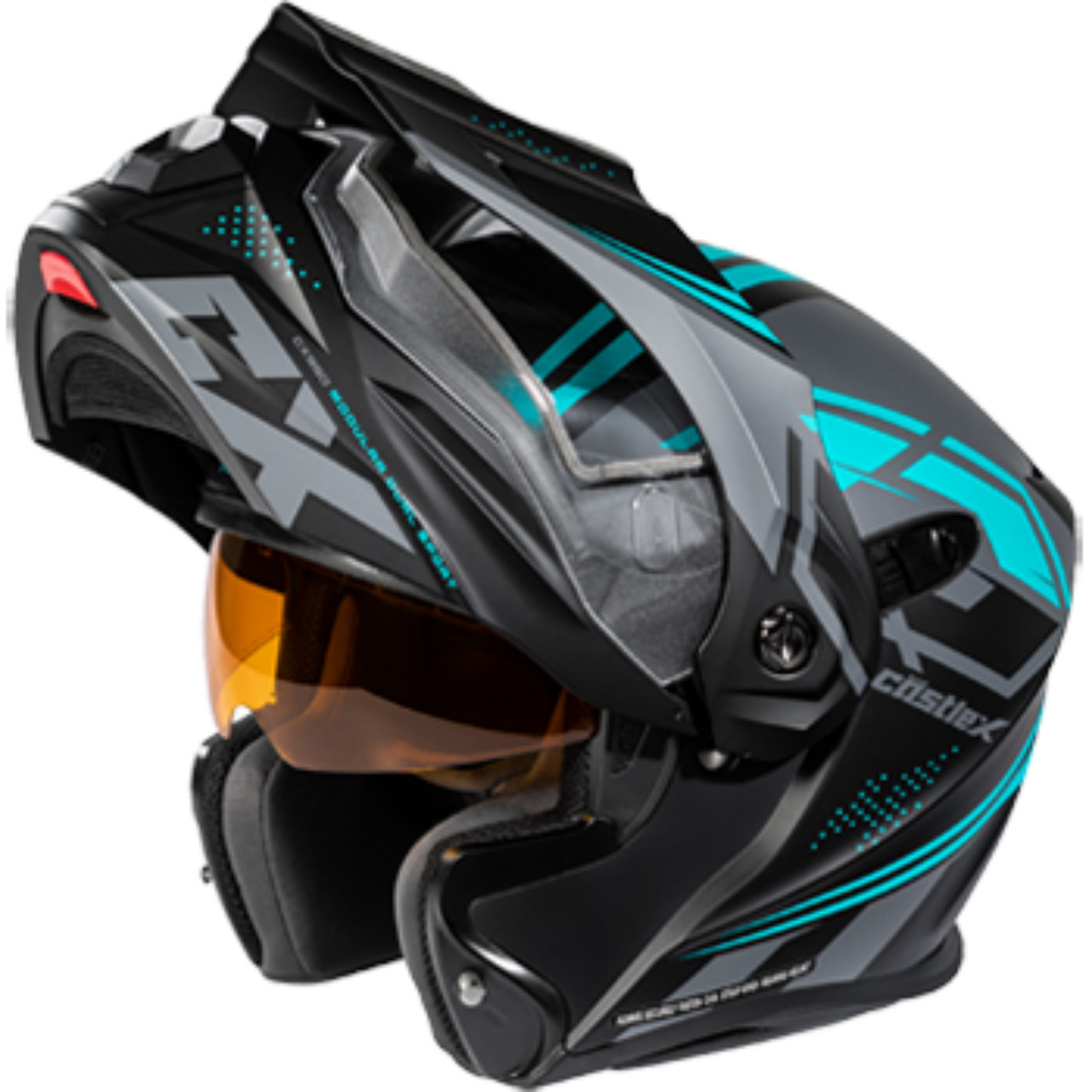 Castle X New Large Matte Black/Turquoise CX950 Siege Snowmobile Helmet, 45-19726