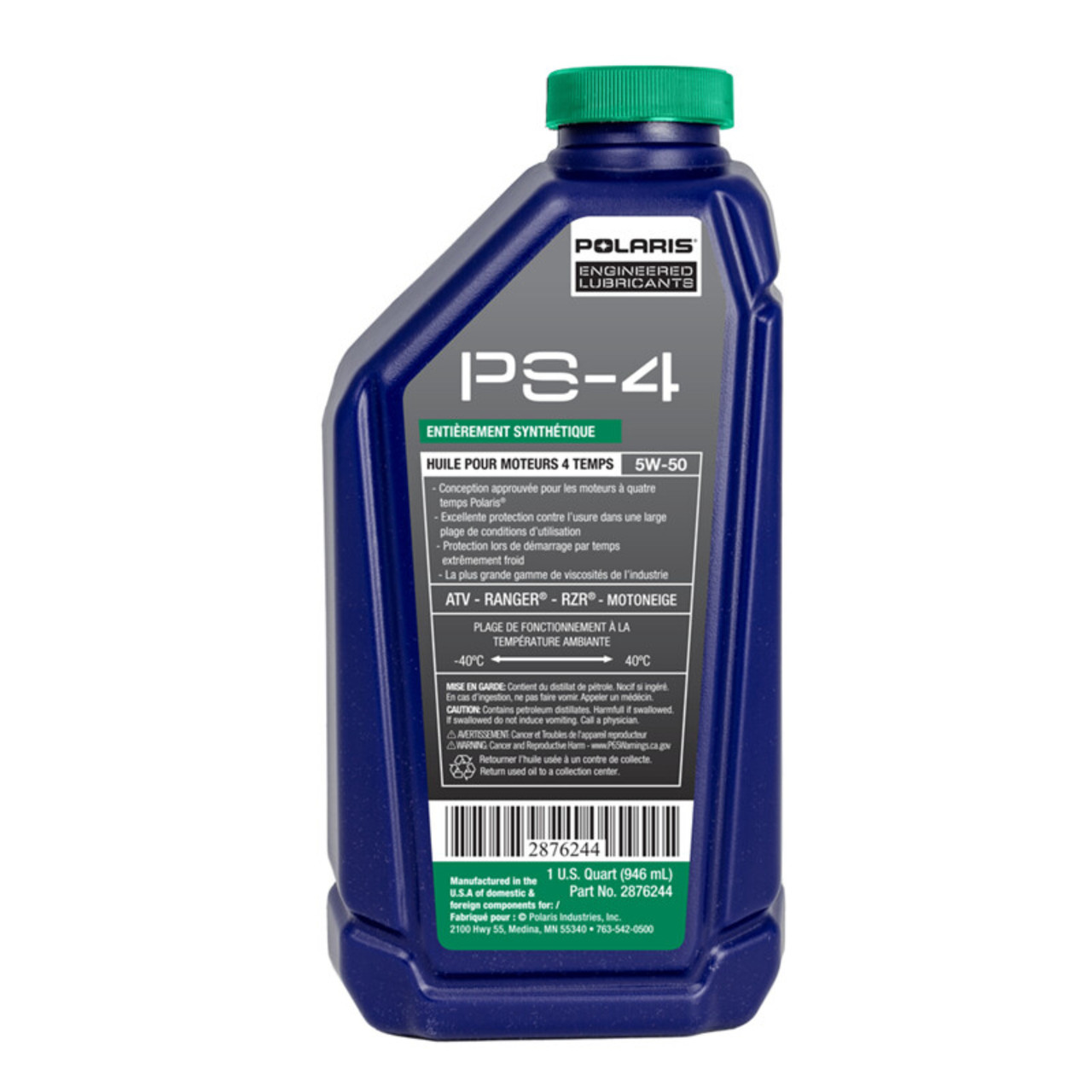 Polaris New OEM Full Synthetic 5W-50 All-Season Engine Oil, 2876244