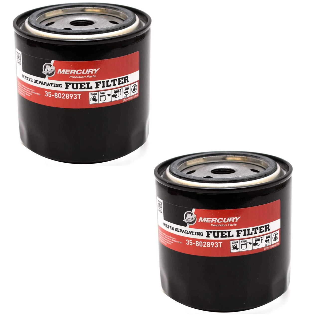 Mercury Marine Mercruiser New OEM Water Separating Fuel Filter Set of 2 35-802893T