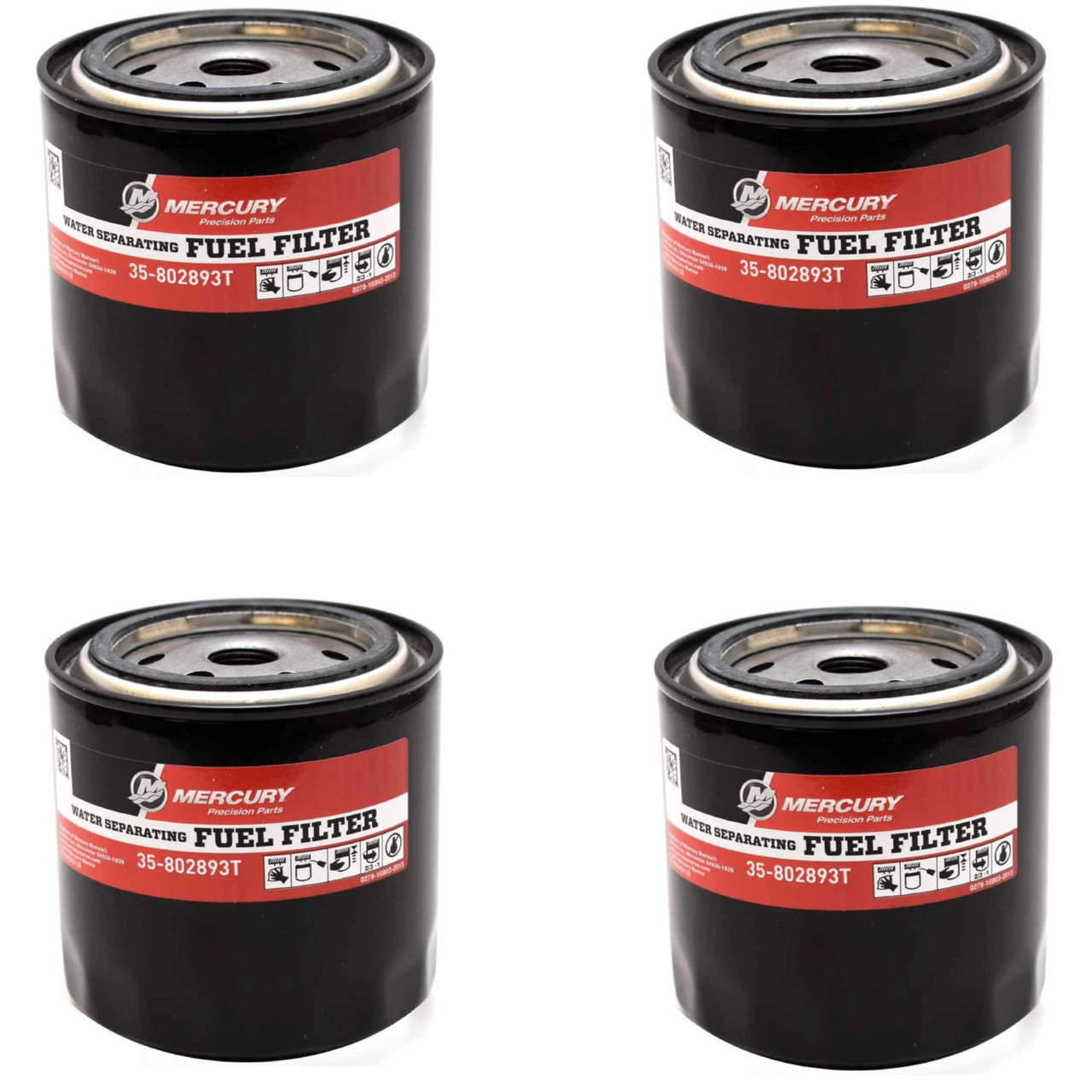 Mercury Marine Mercruiser New OEM Water Separating Fuel Filter Set of 4 35-802893T