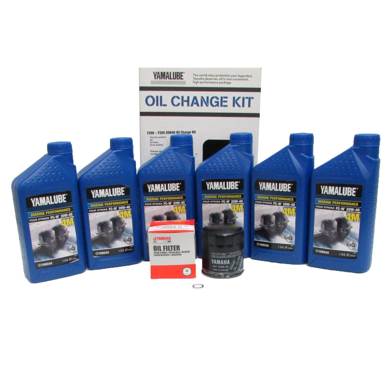 Yamaha New OEM F200 F225 F250 20W40 Oil Change Kit, Yamalube, LUB-MRNLG-KT-20