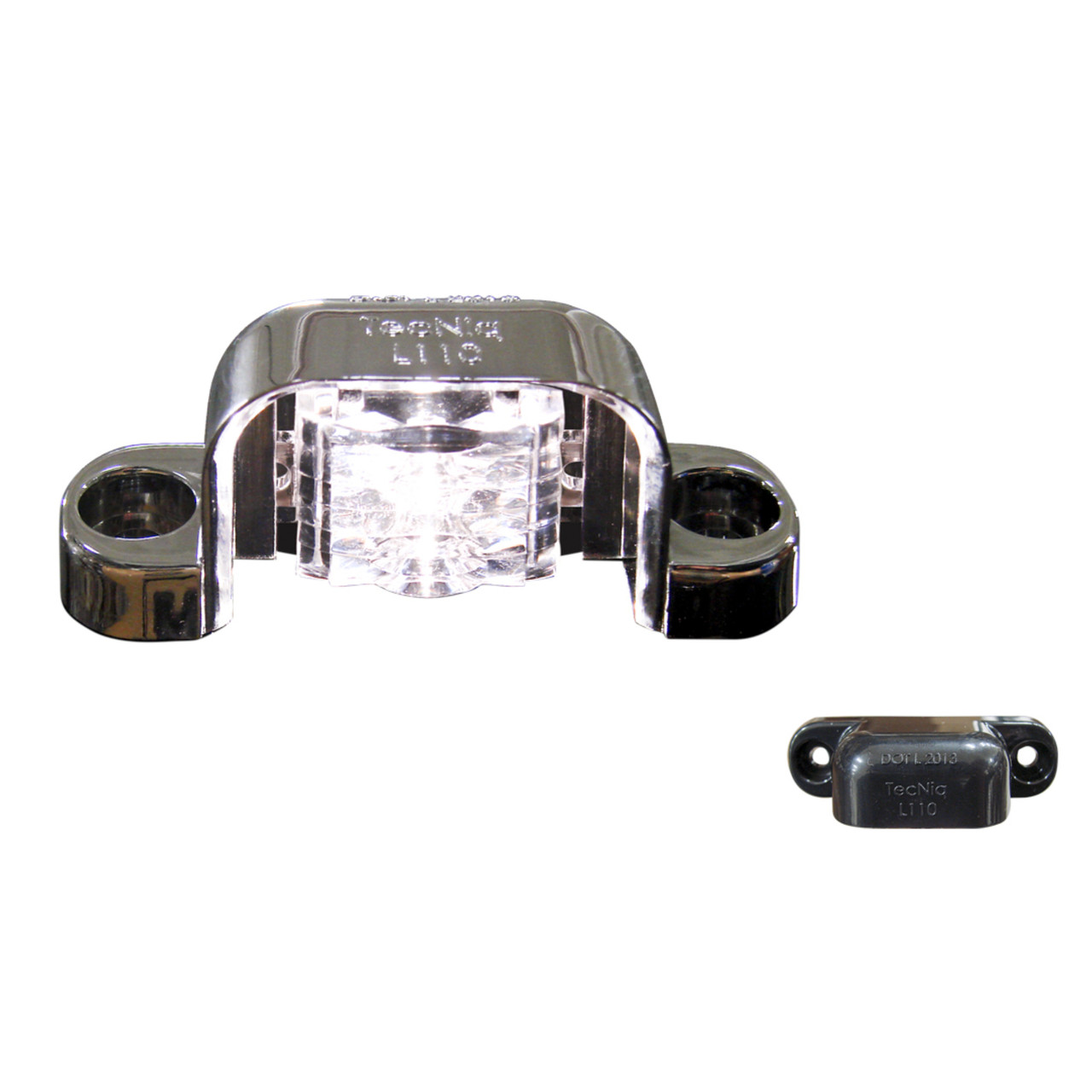 Tecniq OEM Chrome Base License Lamp Vertical Plane Mount w/.180" Bullets, L11-WC9B-1