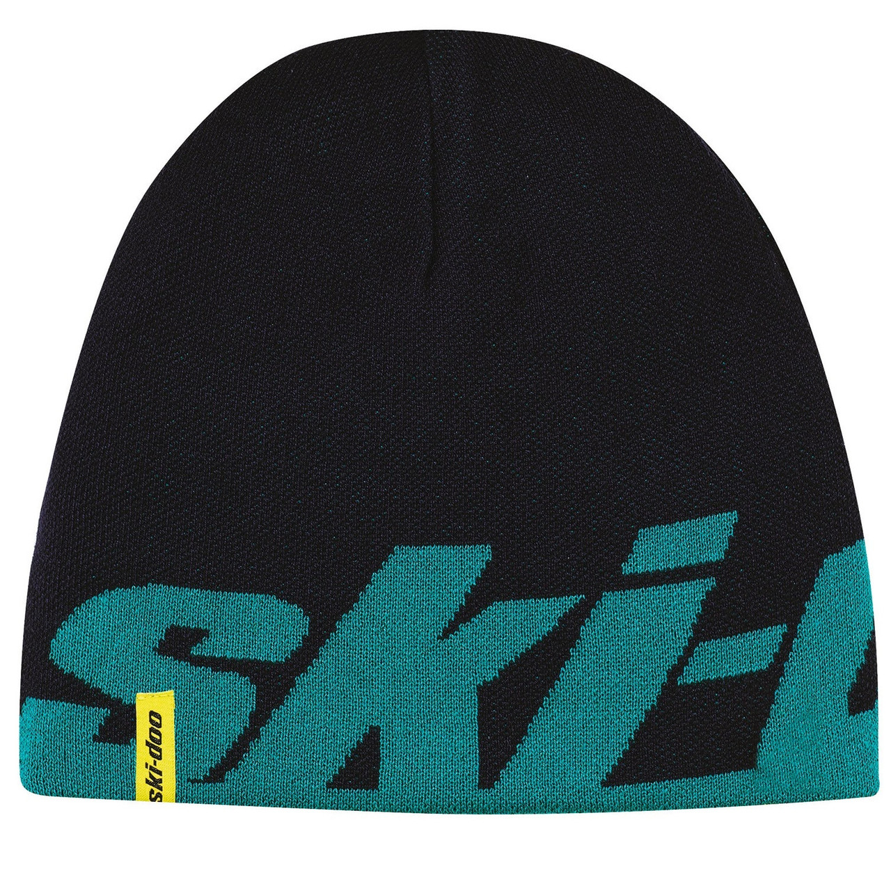 Ski-Doo OEM Black & Teal Mircofleece Reversible Beanie Cap, 4475400074