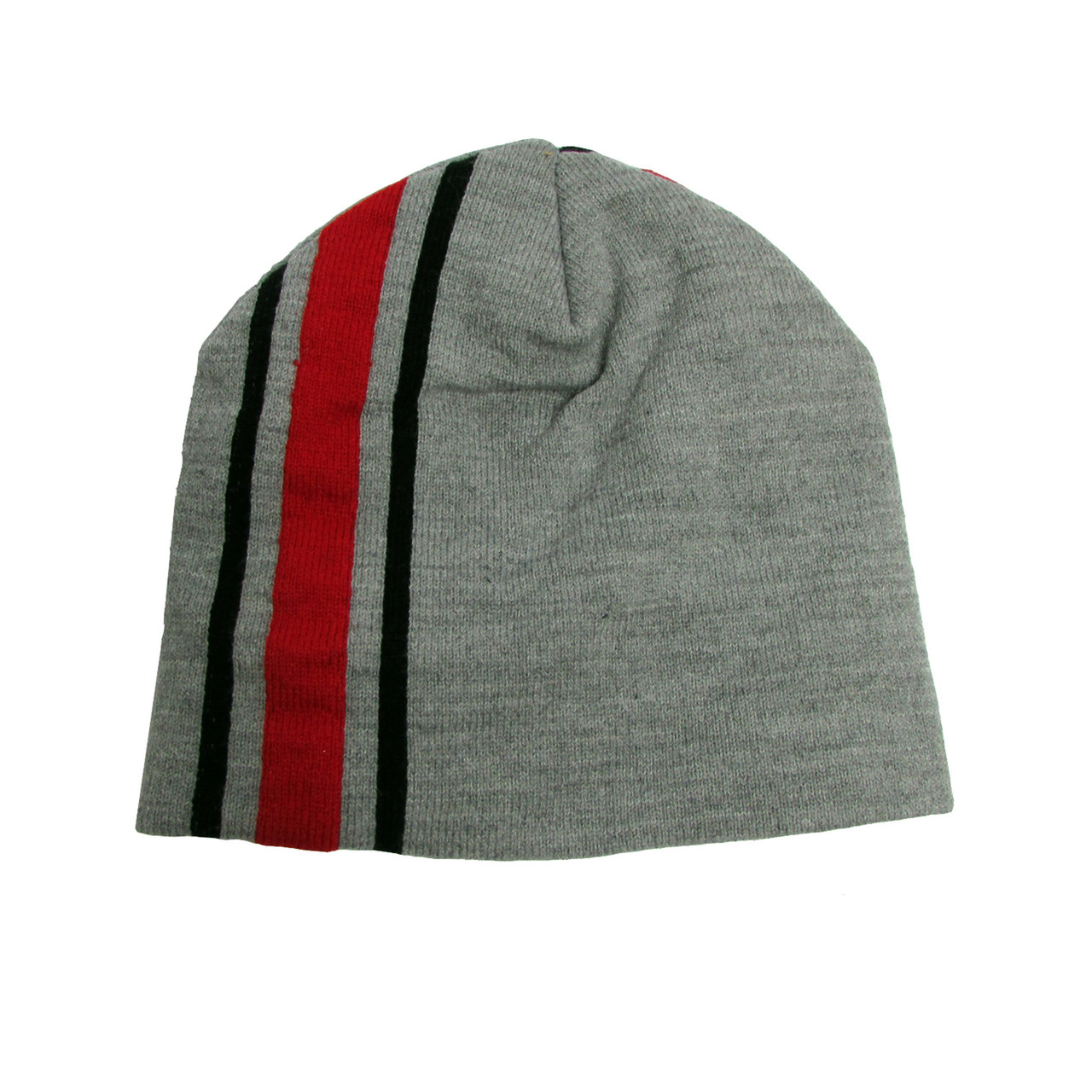 Leaders Elite Knit Beanie, Logo, Grey with Red Stripe, LRPM-0009