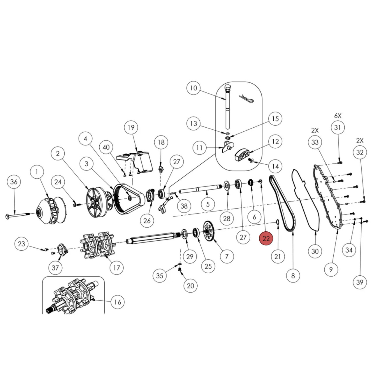Widescape OEM Bolt with Washer (M8X1.25X16), TBX-01AD001