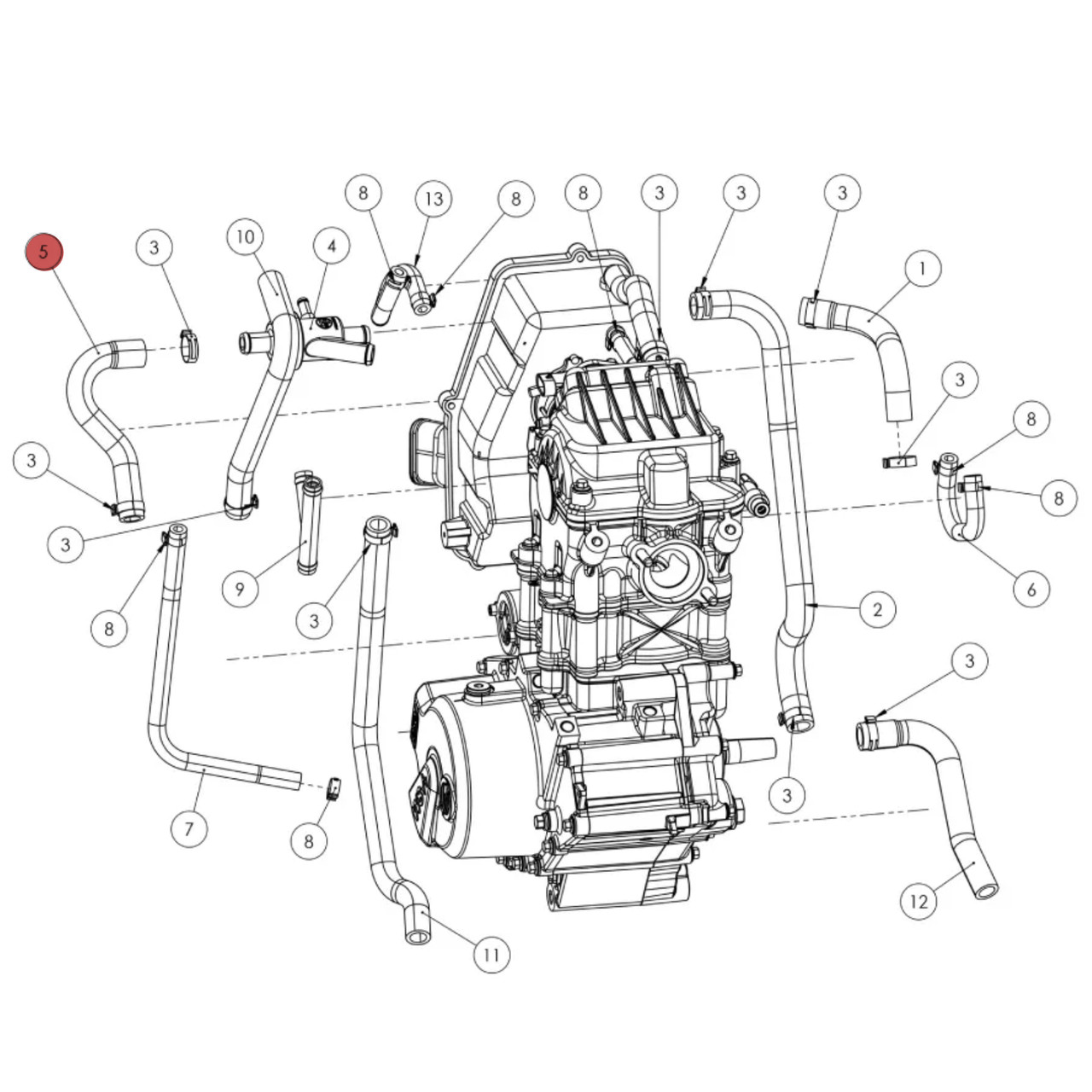 Widescape OEM Thermostat to Y-Type Hose, 140702X004