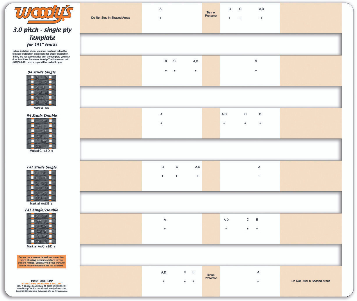 WOODYS 300S Studding Template, 18-3957