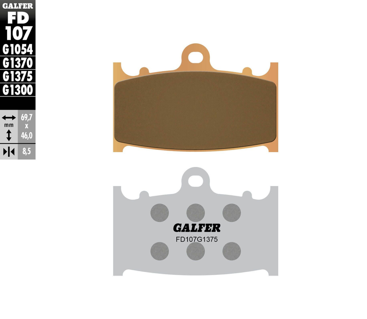 GALFER HH Sintered Brake Pads, 17-107C GALFER HH Sintered Brake Pads, 17-107C