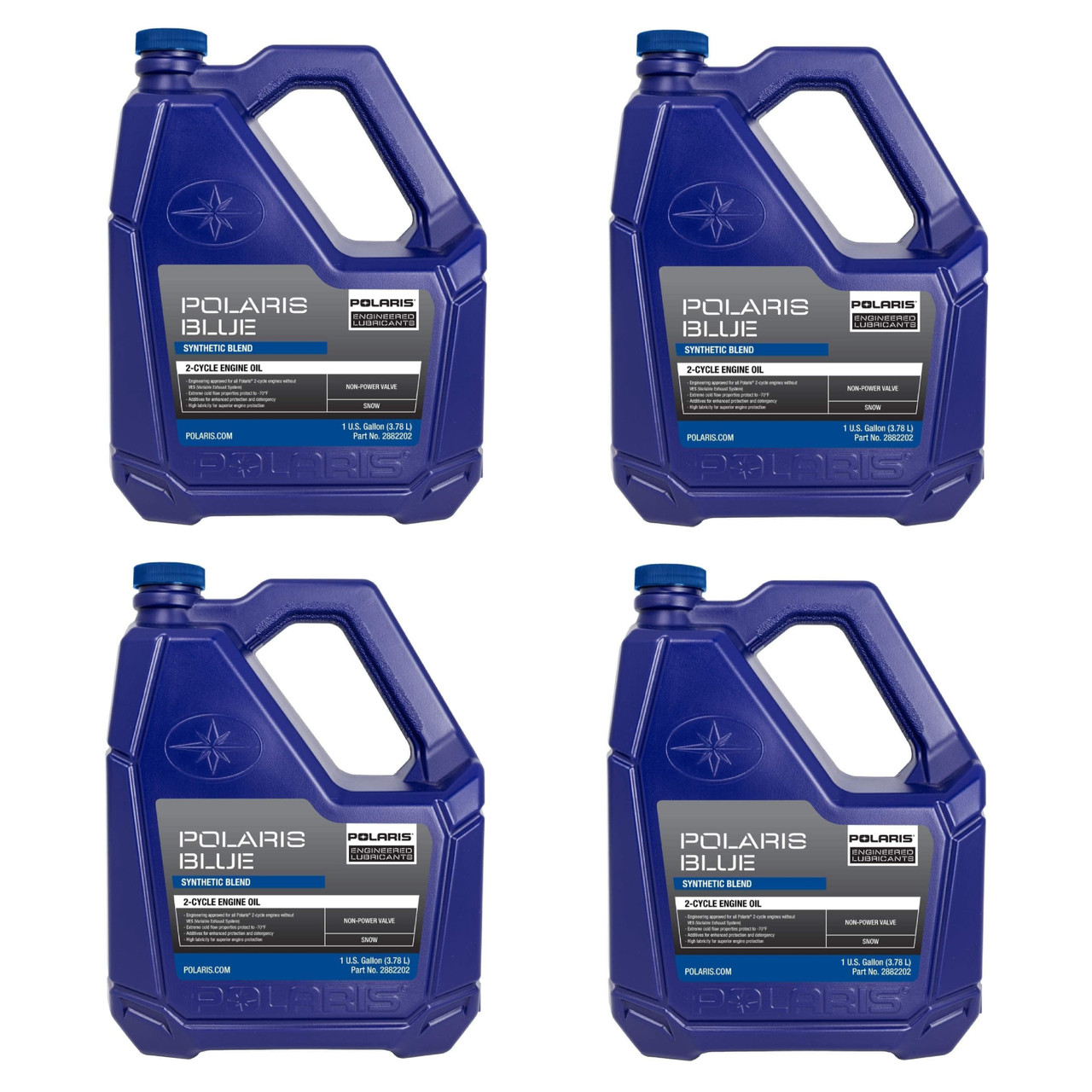 Polaris Snowmobile New OEM Blue Synthetic Premium 2-Cycle Oil 4 Gallons, 2882202