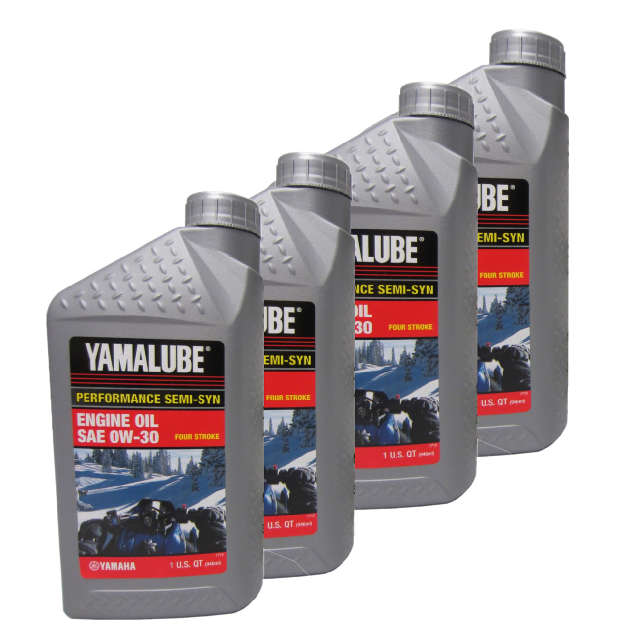 Yamaha OEM, Yamalube 0W-30 Semi-Synthetic Engine Oil, Pack of 4, LUB-00W30-SS-12