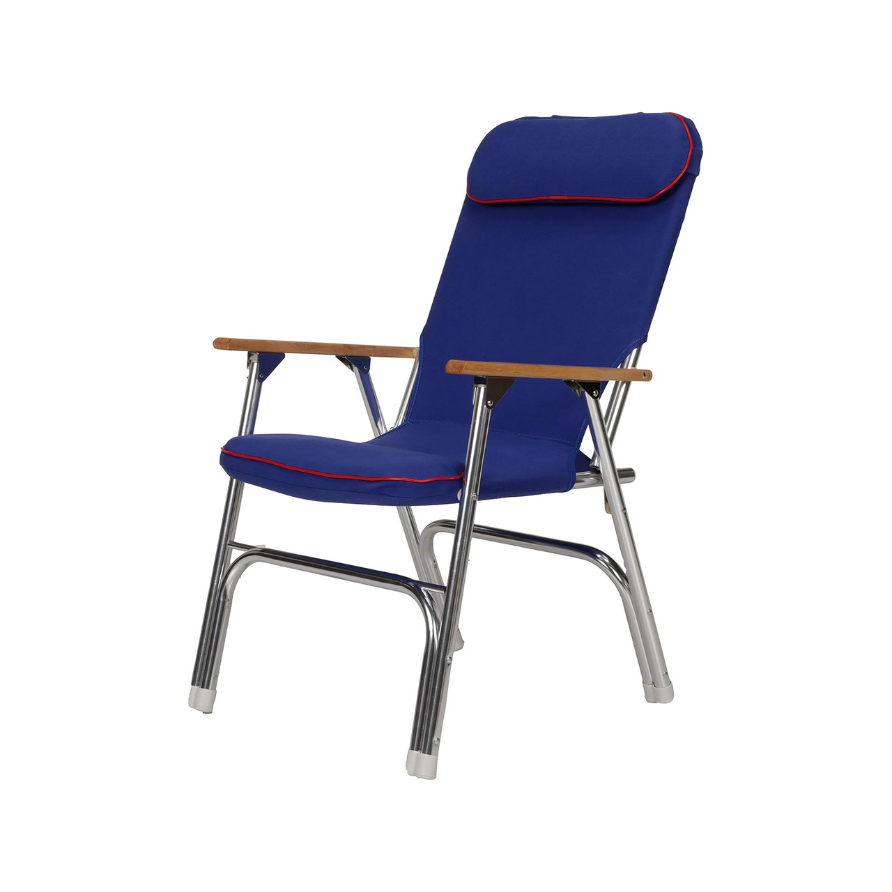 Seachoice New High-Back Canvas Folding Chair Blue w/Red Trim, 50-78511