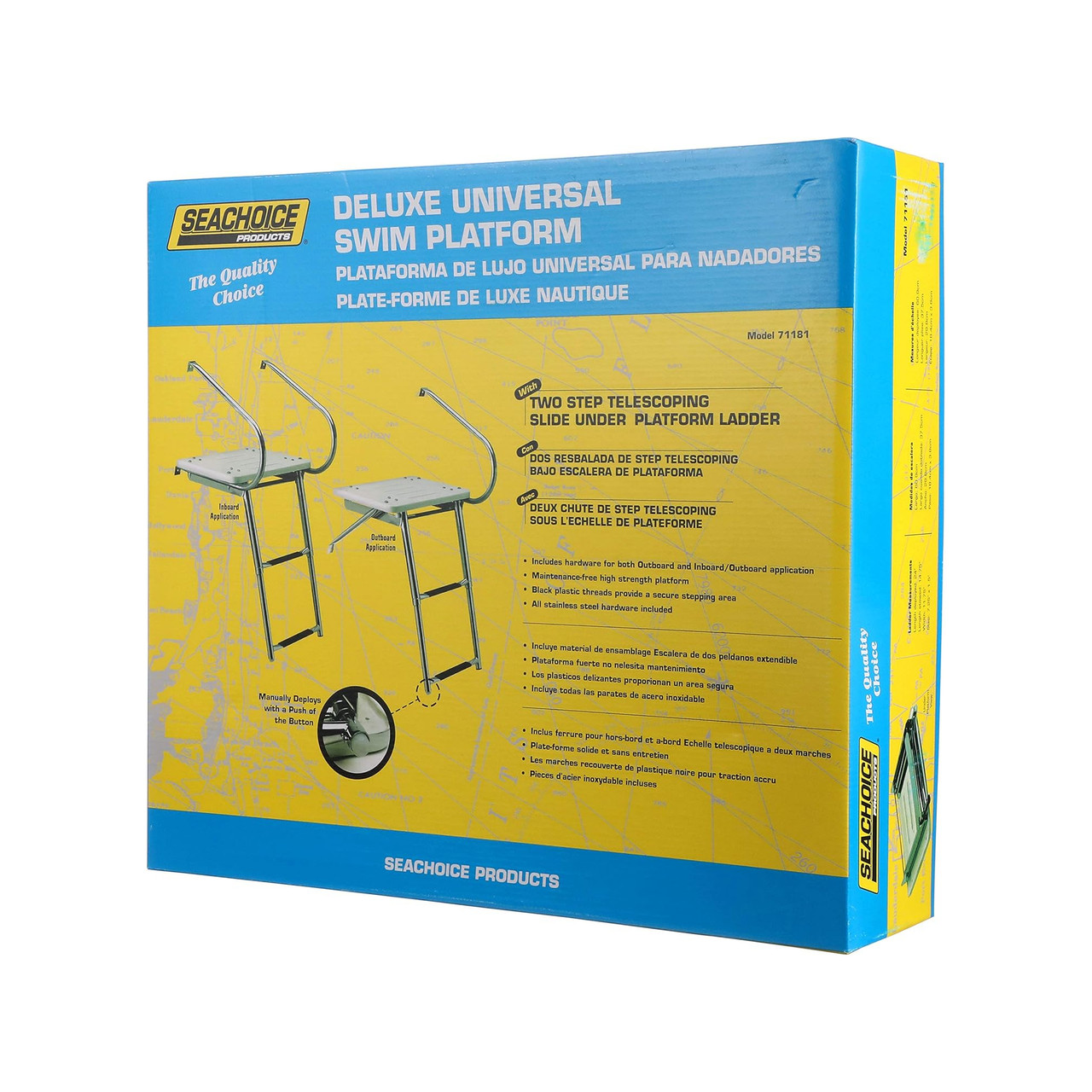 Seachoice New Deluxe Universal Swim Platform w/Side Mount Telescoping Ladder, 50-71181