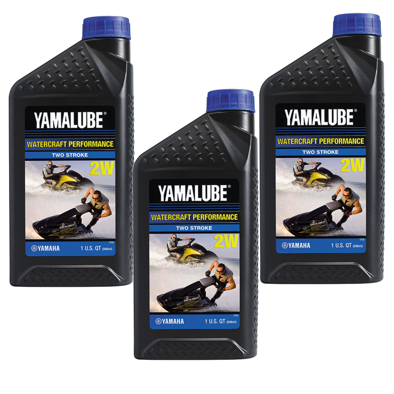 Yamaha OEM, 2W 2-Stroke Watercraft Oil, Pack of 3 Quarts, LUB-2STRK-W1-12