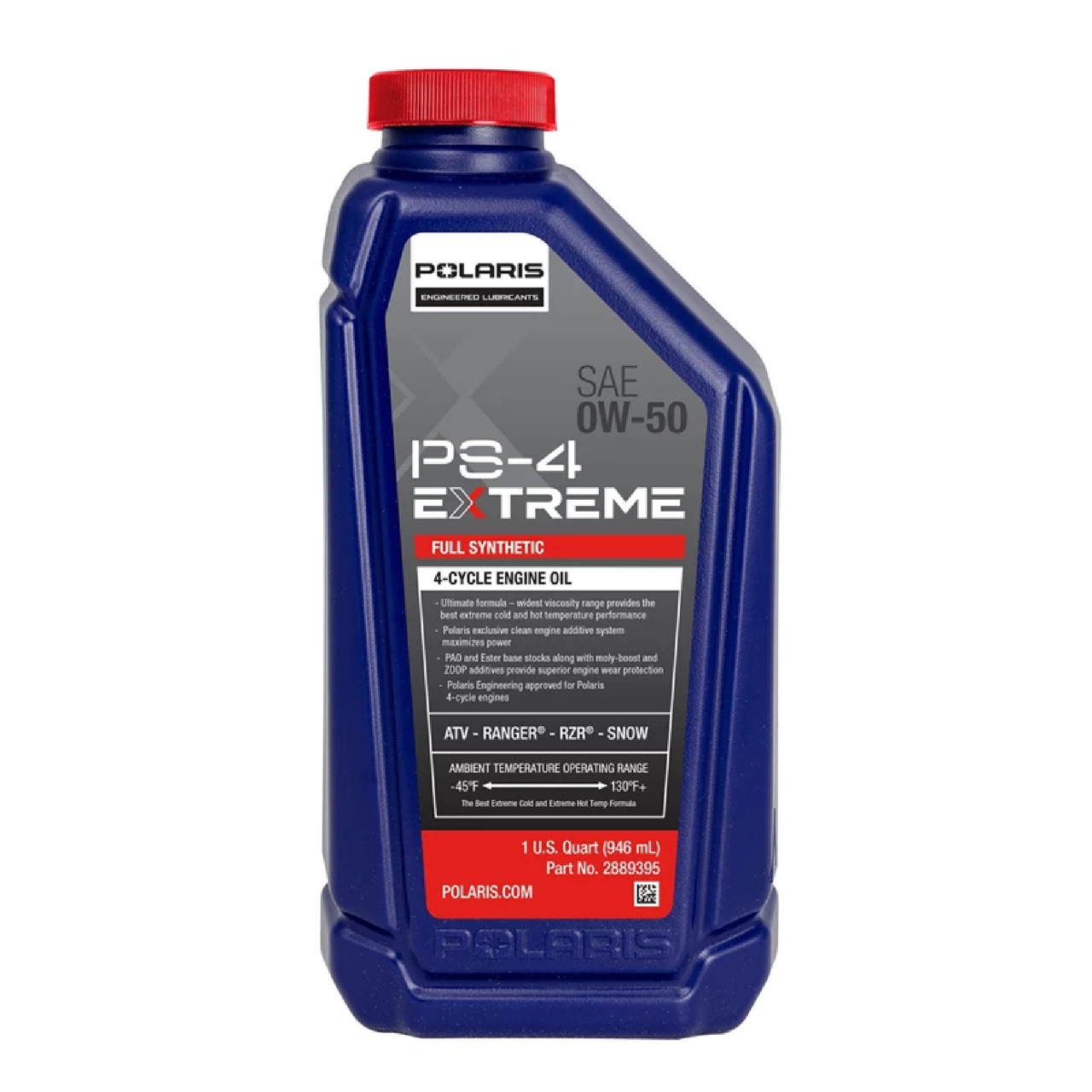 Polaris New OEM 10/PK PS-4 Extreme Full Synthetic 0W-50 Engine Oil 1qt, 2889395