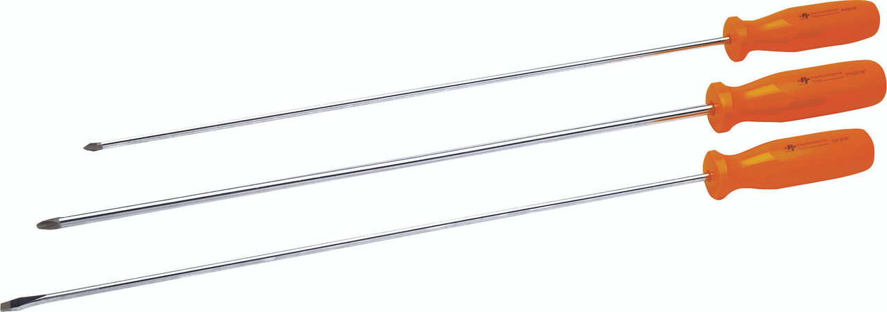 PERFORMANCE TOOL 3 Piece Long Screwdriver Set, 117-1097