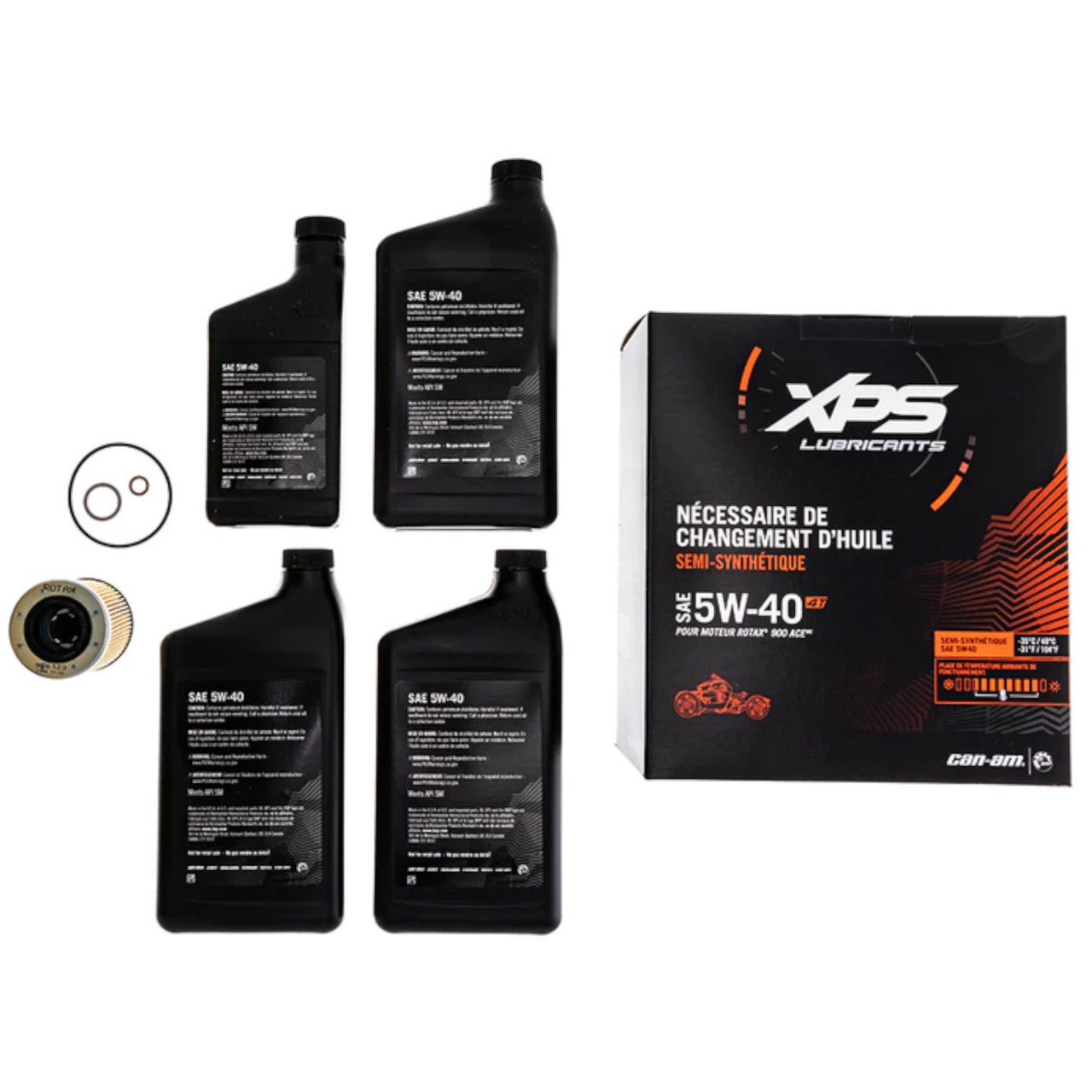 Can-Am New OEM 4T 5W-40 Synthetic Blend Oil Change Kit, Rotax 900 cc, 9779299