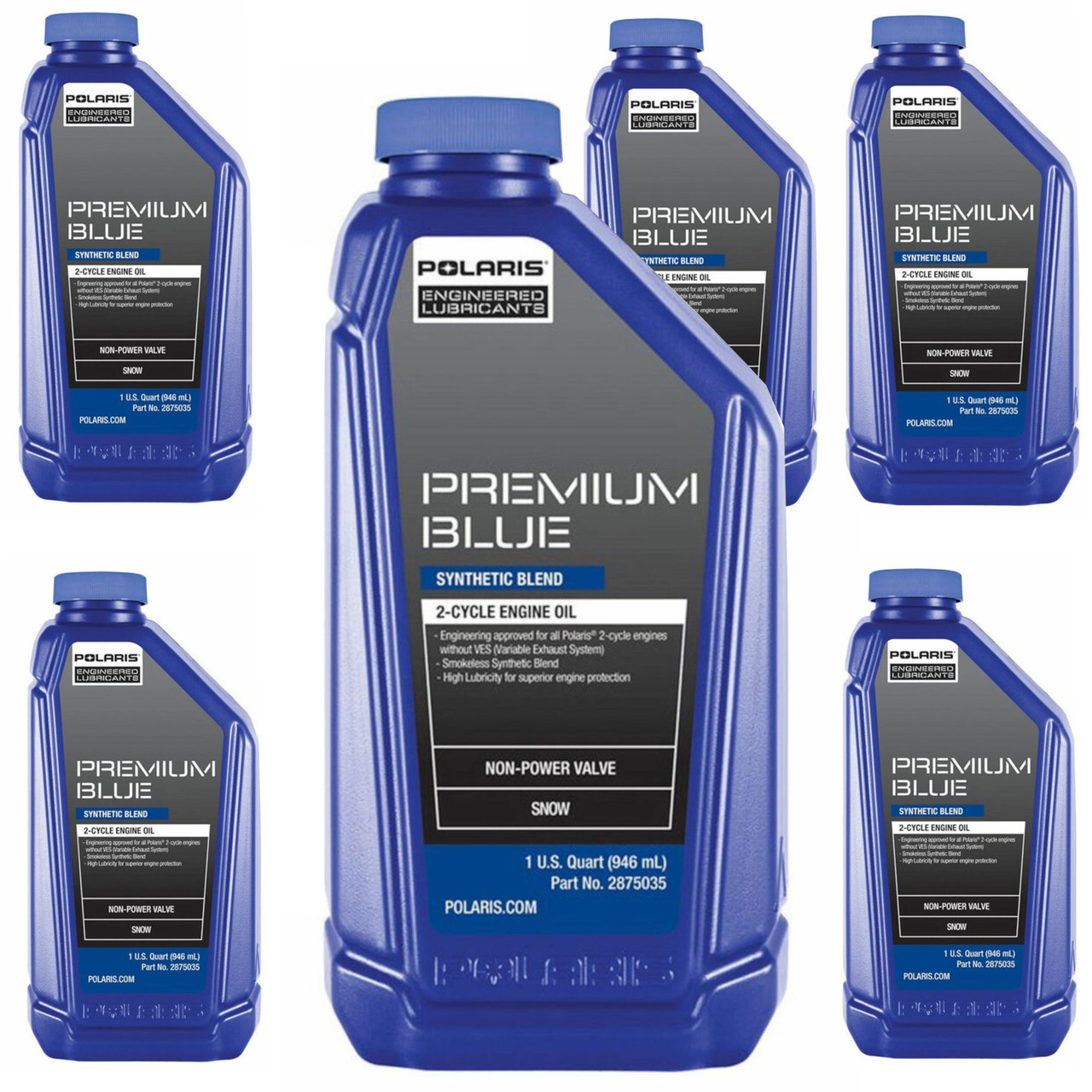 Polaris New OEM Premium Blue Synthetic Blend 2-Cycle Engine Oil - Quart, 2882201x6