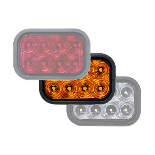 Tecniq OEM Rectangular 8 LED Turn Dual Intensity Grommet Mount Amber Lens 3 Pole, T71-AA0T-1