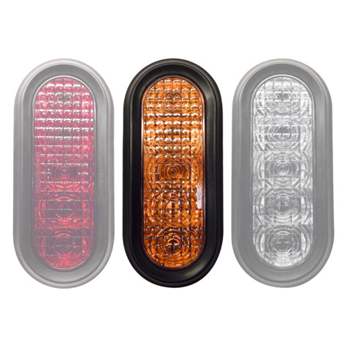 Tecniq OEM 6" Oval Amber Turn Vertical Grommet Mnt Clear Lens 3 Pole, T60-ACVT-1