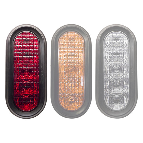 Tecniq OEM 6" Oval Red STT Horiz. Grommet Mount Clear Lens Pig Tail, T60-RCHP-1