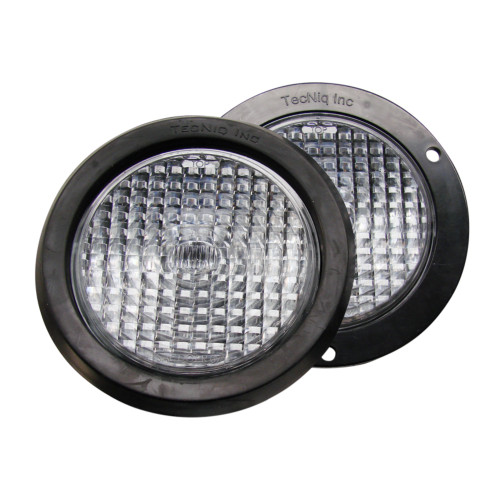 Tecniq OEM 4" Round 2X Reverse Lamp Clear Lens Flange Mount Amp, T41-WCFA-1