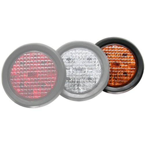 Tecniq OEM 4" Round Amber Turn Lamp Clear Lens Flange Mount w/Pig Tail, T40-ACFP-1