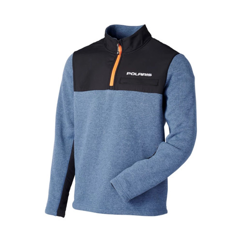 Polaris New OEM Men's Blue/Orange Quarter-Zip Titan Mid-Layer, 286256702
