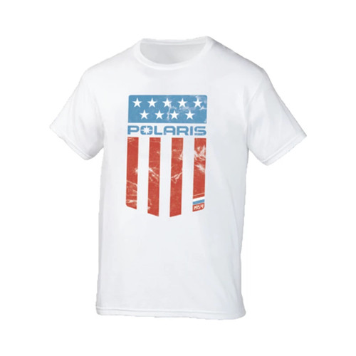 Polaris New OEM Men's Medium White Flag Tee, 286258203