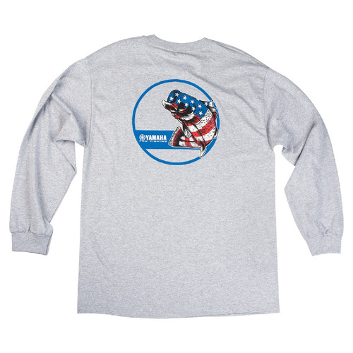 Yamaha Men's 3X-Large Long-Sleeve Patriotic Bass Tee, CRP-18LBS-GY-3X