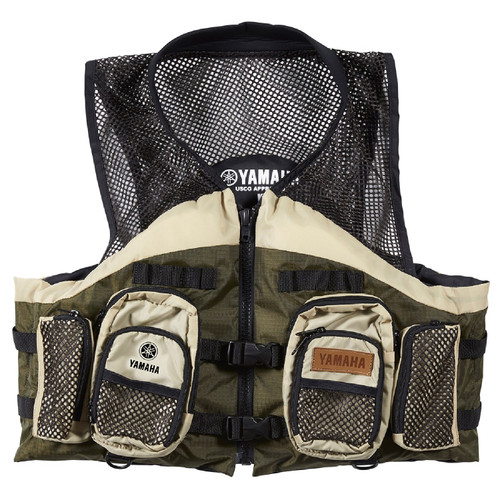 Yamaha New OEM Men's Nylon Mesh Fishing Life Jacket, MAR-18FSH-GN-LG