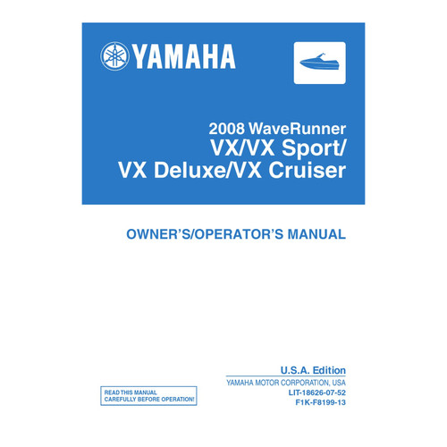 Yamaha OEM 08 Vx/Spt/Dlx Cruiser O/O Man, LIT-18626-07-52