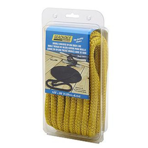 Seachoice, Premium Double Braid Nylon Yellow Dock Line 3/8" x 15', 50-39891