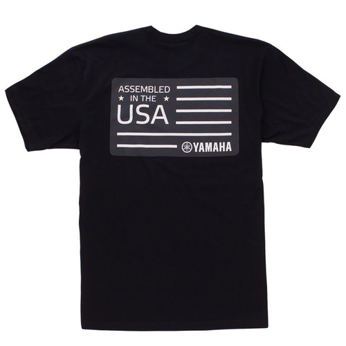 Yamaha New OEM Branded Adventure USA Assembled Short Sleeve Tee, VDF-21TAD-BK-LG