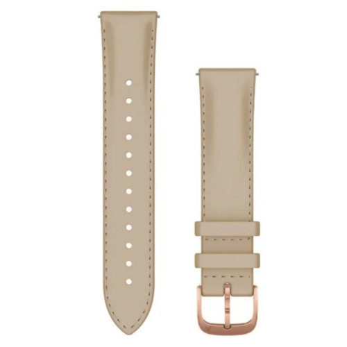 Garmin OEM Quick Release Bands (20 mm) Light Sand Italian Leather with 18K Rose Gold PVD Hardware, 010-12924-21