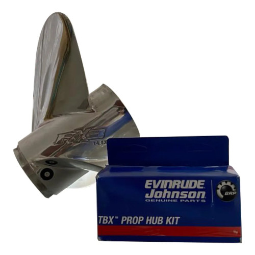 Johnson Evinrude OMC OEM Stainless 3 Blade RX3 14.5 x 17P Propeller, 0177352