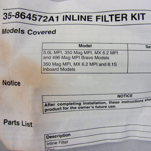 MerCruiser New OEM In-Line Fuel Filter Kit 35-864572A1