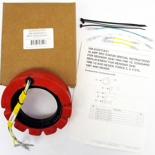 Mercury/Mariner/Force New OEM Red Stator 16 amp Magneto 398-832075A21, 832075A4