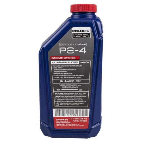 Polaris New OEM PS-4 Extreme Duty Full Synthetic Oil, 10W-50 1qt./32oz., 2878920