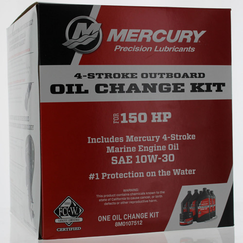 Mercury Marine New OEM 10W-30 Fourstroke Outboard Oil Change Kit, 150HP, 8M0107512