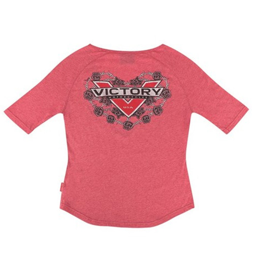 Victory Motorcycle New OEM Women's Red Foil 3/4 Sleeve T-Shirt, Large, 286618706