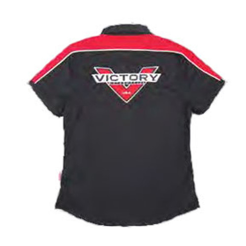 Victory Motorcycle New Women's Black & Red Dealer Pit Shirt, Large, 286359906