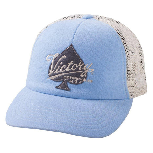 Victory Motorcycle New OEM Women's Blue Spade Trucker Cap Hat, 2864336