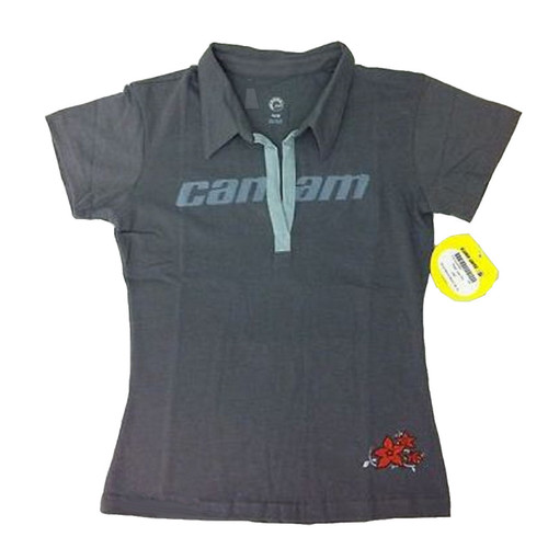 Can-Am Spyder Motorcycle Hugger Polo Short Sleeve Shirt Grey Womens/Ladies Small Can-Am Spyder Motorcycle Hugger Polo Short Sleeve Shirt Grey Womens/Ladies Small