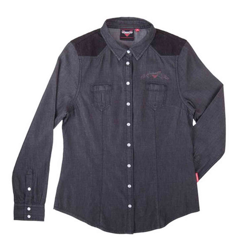 Victory Motorcycle New OEM Women's Black Chambray Shirt, X-Large, 286439709