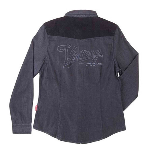 Victory Motorcycle New OEM Women's Black Chambray Shirt, Large, 286439706