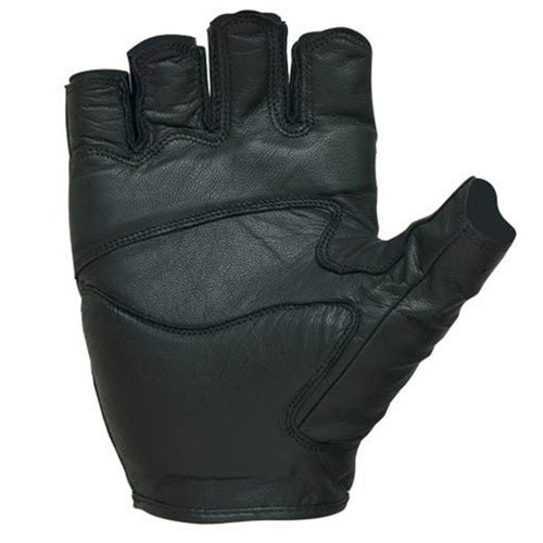 Castle New Black Leather Gel Fingerless Motorcycle Gloves, Medium, 20-1024