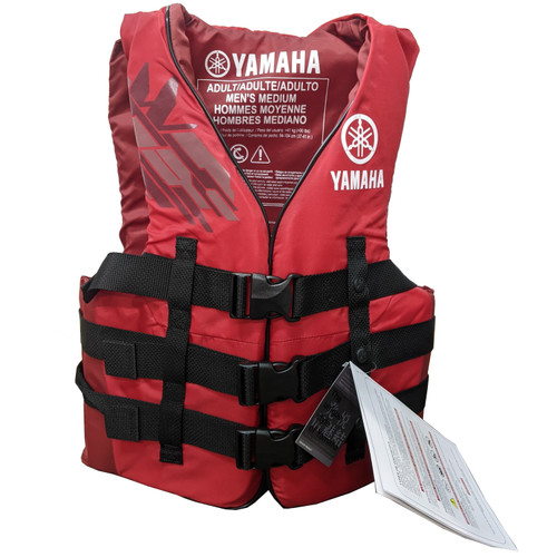 Yamaha New OEM, Men's Medium Nylon Branded Life Vest PFD, MAR-23V3B-RD-MD